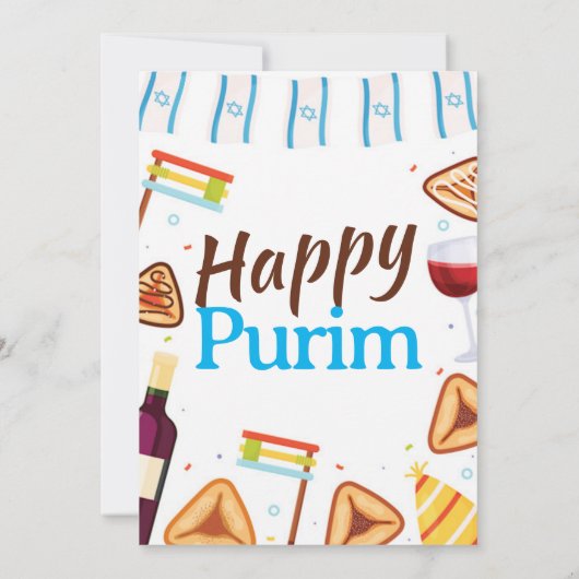 Festliche Einladung von Purim Hamentashen (Rückseite)