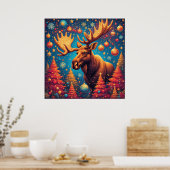 Festliche Elche mit Weihnachtsgeschmack dekoriert Poster (Küche)