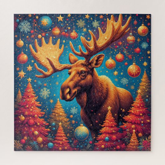 Festliche Elche mit Weihnachtsgeschmack dekoriert Puzzle (Vertikal)