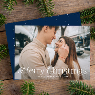 Festliche Elegance Frohe Weihnachtsnachtsnacht Fot Feiertagskarte