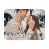 Festliche Elegance Grün Frohe Weihnachten Foto Magnet (Horizontal)