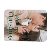 Festliche Elegance Grün Frohe Weihnachten Foto Magnet (Horizontal)