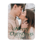 Festliche Elegance Grün Frohe Weihnachten Foto Magnet (Vertikal)
