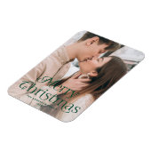 Festliche Elegance Grün Frohe Weihnachten Foto Magnet (Linke Seite)