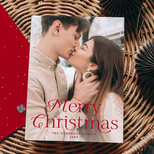 Festliche Elegance Rotes Weihnachtsfest Foto Feiertagskarte
