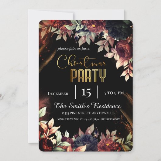 Festliche elegante Blume, zauberhafter Weihnachtsm Einladung (Vorderseite)
