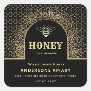 Festliche elegante, moderne goldene Honigwanne Quadratischer Aufkleber