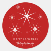 Festliche Elegante Moderne Weihnachtsstars Runder Aufkleber (Vorderseite)