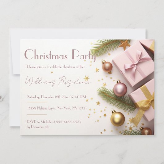 Festliche Elegante Weihnachts-Party Einladung (Vorderseite)