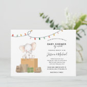 Festliche Elephant Babydusche per Mail Einladung (Stehend Vorderseite)