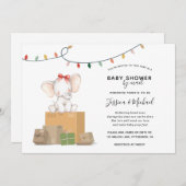 Festliche Elephant Babydusche per Mail Einladung (Vorne/Hinten)