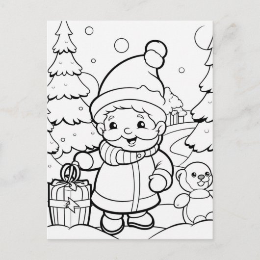 Festliche Elf-Kinder-Färbung Postkarte (Vorderseite)