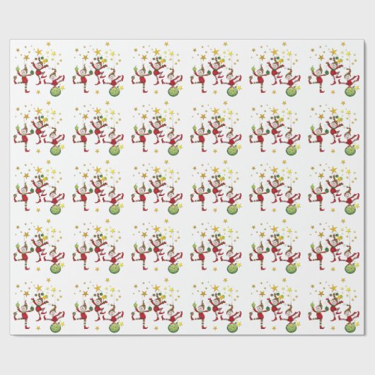 Festliche Elfen Weihnachten Geschenkpapier (Flach)