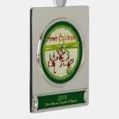 Festliche Elfen Weihnachten PERSONALISIERT Banner-Ornament Silber (Rechts)