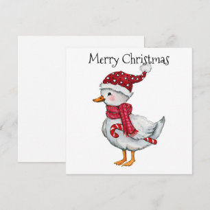 Festliche Ente mit Weihnachtsmannmütze Feiertagskarte