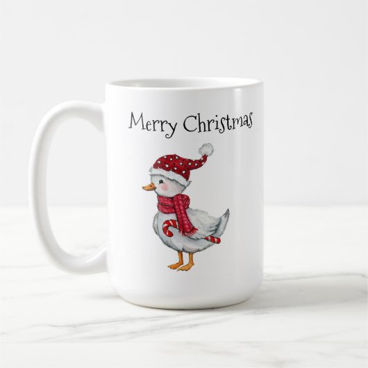 Festliche Ente mit Weihnachtsmannmütze Kaffeetasse (Links)