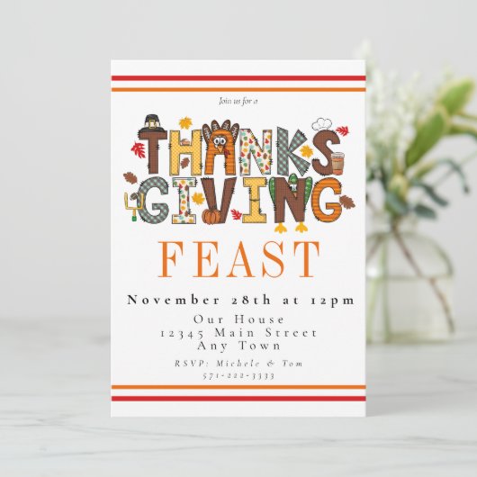 Festliche Erntedank Feste Türkei Fußball Blätter Einladung (Stehend Vorderseite)