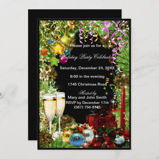 Festliche Essensgetränke Heiraten Weihnachten Part Einladung (Vorne/Hinten)