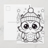 Festliche Eule-Färbung Postkarte (Vorne/Hinten)