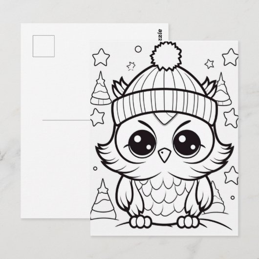 Festliche Eule-Färbung Postkarte (Vorne/Hinten)