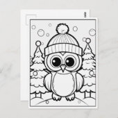 festliche Eulenfärbung Postkarte (Vorne/Hinten)