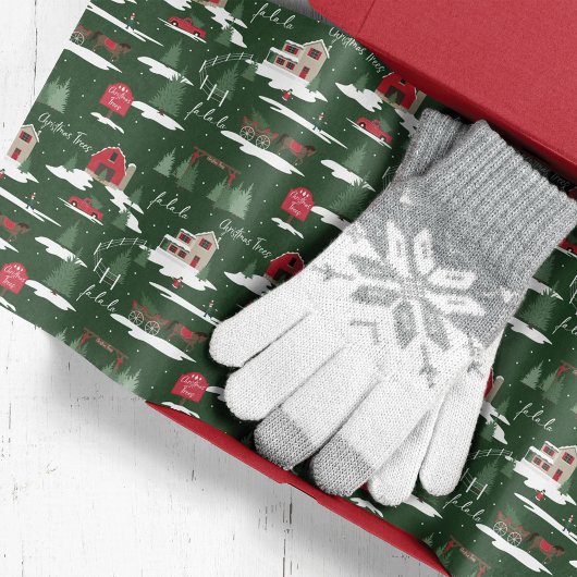 Festliche Fa La Vintage Weihnachtsbaum Farm Szene Seidenpapier