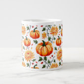 Festliche Fall Pumpkins und Chrysanthemen Jumbo-Tasse (Vorderseite)