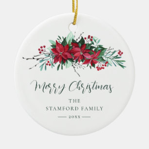 Festliche Familie Poinsettia Weihnachtsfeiertage Keramik Ornament