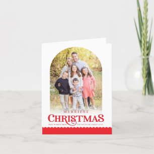 FESTLICHE FAMILIENFOTO minimale moderne Bögen rot Feiertagskarte