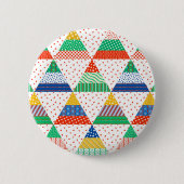 Festliche farbenfrohe Patchwork-Weihnachtsdreiecke Button (Vorderseite)