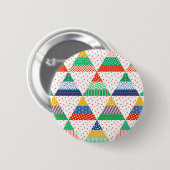Festliche farbenfrohe Patchwork-Weihnachtsdreiecke Button (Vorne & Hinten)