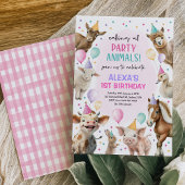 Festliche Farm Barnyard Party Tiere Mädchen Geburt Einladung