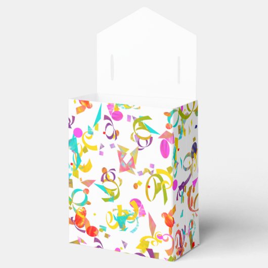 Festliche Feier farbenfrohe Confetti über Weiß Geschenkschachtel (Geöffnet)