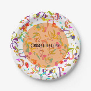 Festliche Feiertage - Farbenfrohe Confetti Toss Ku Pappteller