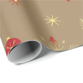 Festliche Feiertage Ornamente auf Braun Geschenkpapier (Rolleneckpunkt)