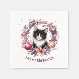 Festliche Feline im Urlaubskrez 3 - Serviette