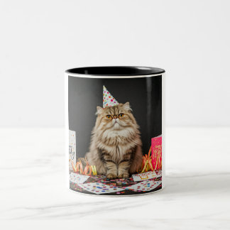 Festliche Feline-Tasse Zweifarbige Tasse
