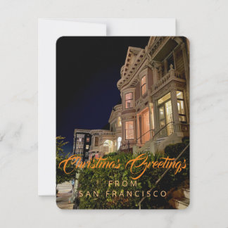 Festliche Fenster der bemalten Damen in San Franci Feiertagskarte