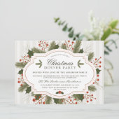 Festliche Feste, Pine & Holly Weihnachtsabend Part Einladung (Stehend Vorderseite)