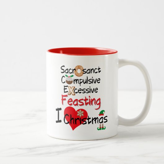 Festliche Festlichkeiten - I Liebe Weihnachten Zweifarbige Tasse (Rechts)