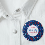 Festliche Feuerwerke Custom 4. Juli Party Button<br><div class="desc">Super fun 4. Juli Party Button mit bunten Feuerwerk und 3 Zeilen Text nach Maß. Es ist so einfach,  es anzupassen! Ideal für ein festliches 4. Juli Unabhängigkeitstag Gastgeschenk,  Sommer-GRILLEN,  Corporate Cookout,  Wiedersehen oder politische Wahlkampagne. Karo unten alle passenden Artikel in unserer Kollektion ab.</div>