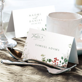 Festliche Florale Winterhochzeit Klapp-Platzkarte Tischnummer