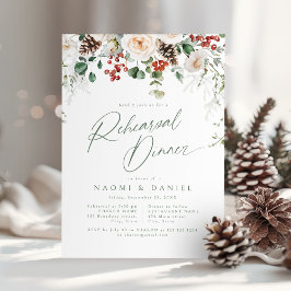Festliche florale Winterhochzeit-Probeessen Einladung