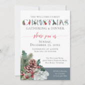Festliche Foliage Familienweihnachtsessen Einladun Karte (Vorderseite)