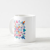 Festliche Folklore-Kunst Blumenmonogramm Weihnacht Kaffeetasse (Vorderseite Links)