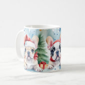 Festliche französische Bulldogs Weihnachts-Tasse Kaffeetasse (Vorderseite Links)