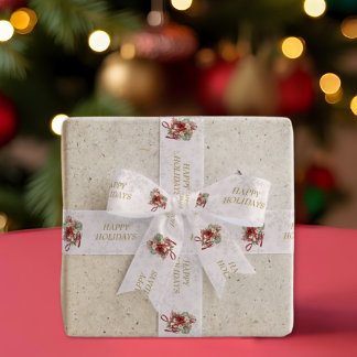 Festliche Freude Schrift Rot Botanisch Weihnachten Satinband
