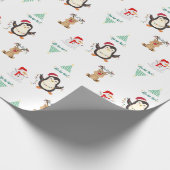 Festliche Freunde Weihnachtspenguin, Rentier, Schn Geschenkpapier (Ecke)