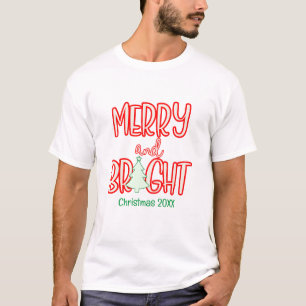 Festliche Frohe und Helle Weihnachtsbaum Rot Grün T-Shirt