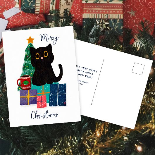 Festliche Frohe Weihnachten Niedlicher Black Cat K
